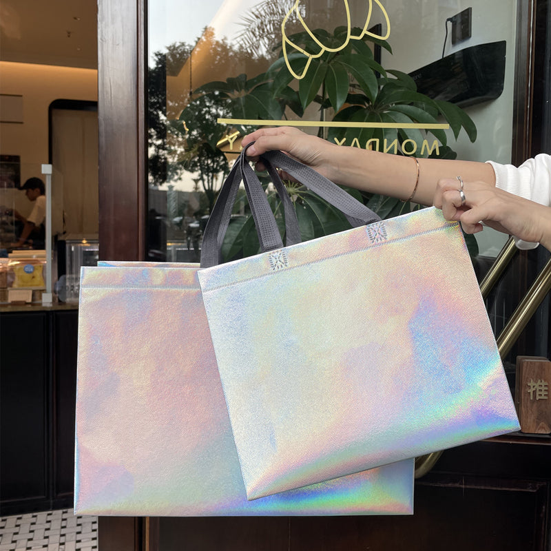 Silver laser non-woven fabric bag